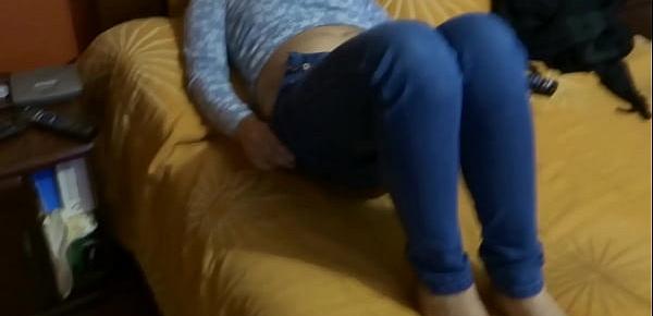  My Latin wife, 58-year-old mother, loves to masturbate, she is excited, she takes off her pants and thong to finger herself, intense orgasms, she wants to fuck, she wants cock